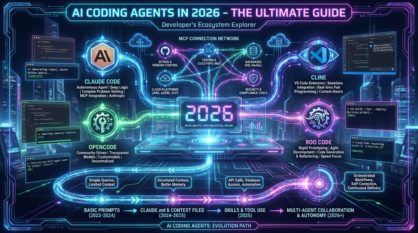 The Ultimate Guide to AI Coding Agents in 2026: Claude Code, OpenCode, Cline, and Beyond