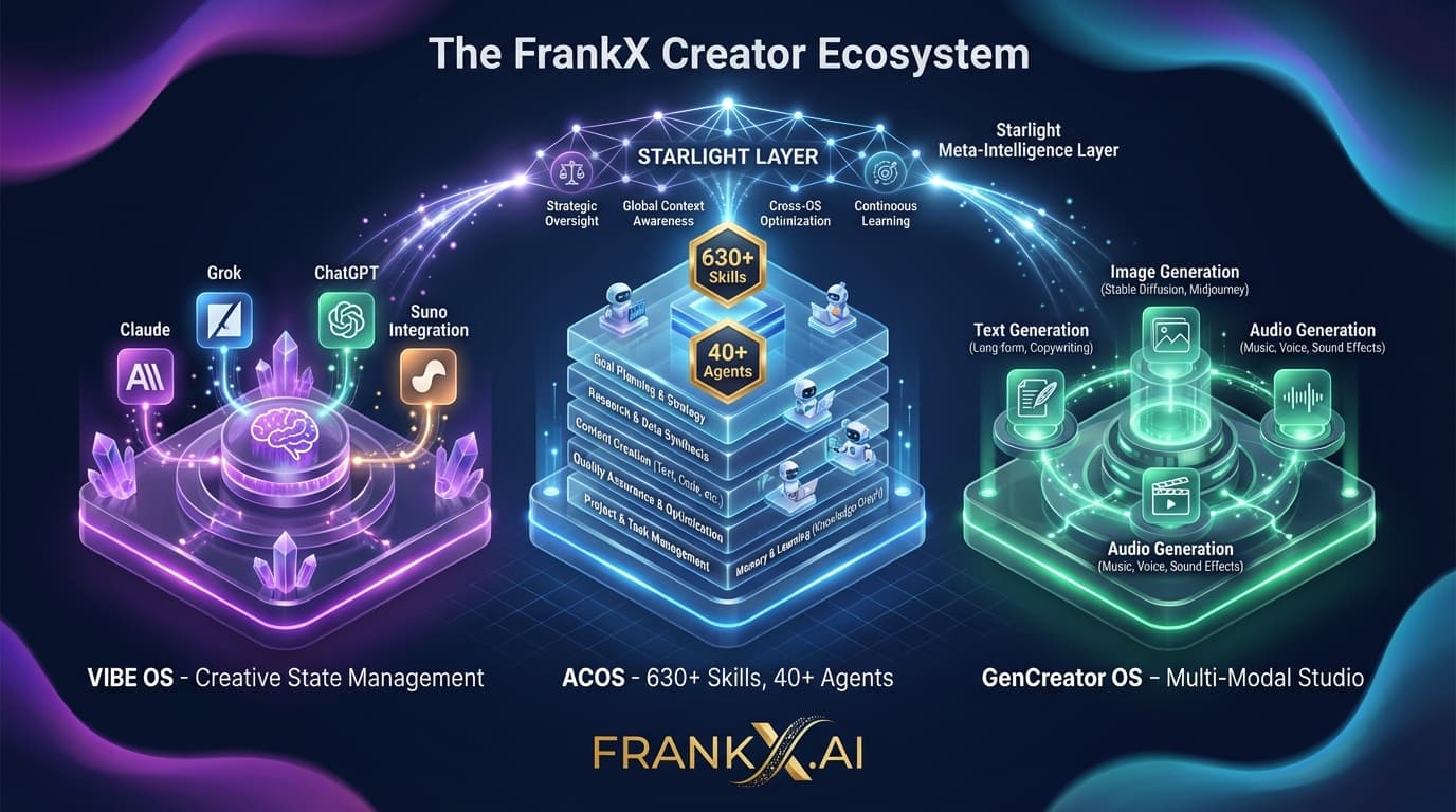FrankX Ecosystem Overview — interconnected systems architecture